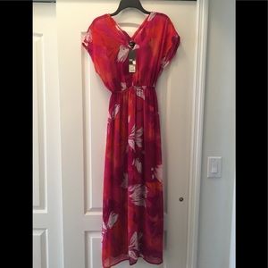 NWT Pink Orange & White floral maxi dress w/Cami